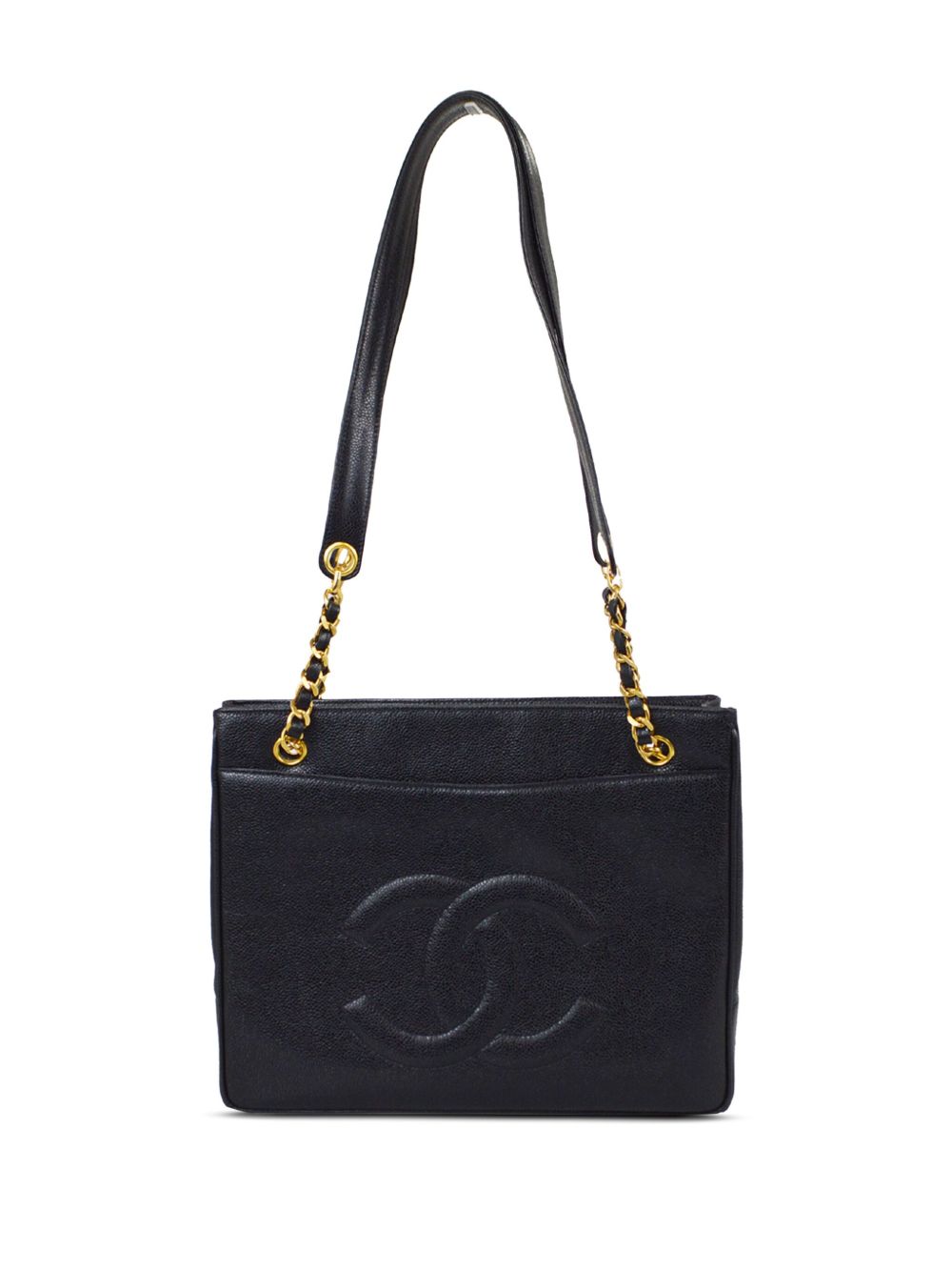 CHANEL Pre-Owned 鱼子酱皮质手提包（1992年典藏款） - 黑色