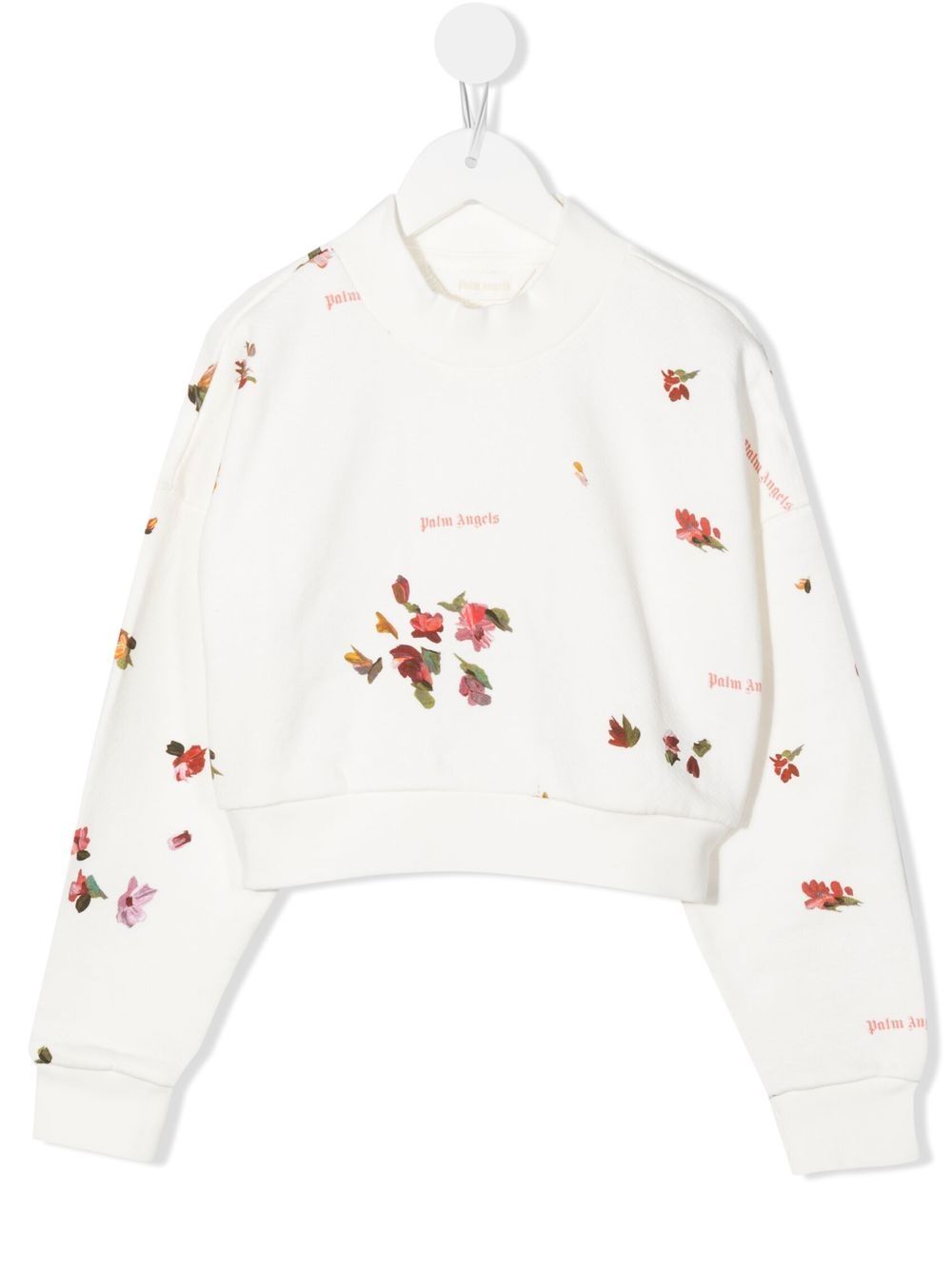 Palm Angels Kids 短款花卉印花卫衣 - 白色