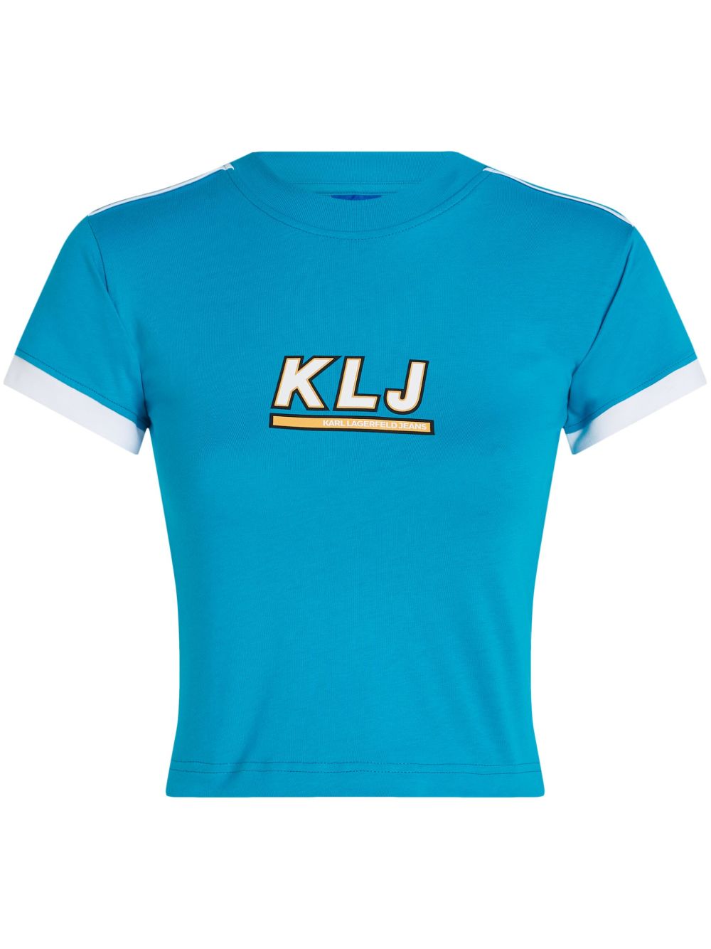 Karl Lagerfeld Jeans logo印花短款T恤 - 蓝色