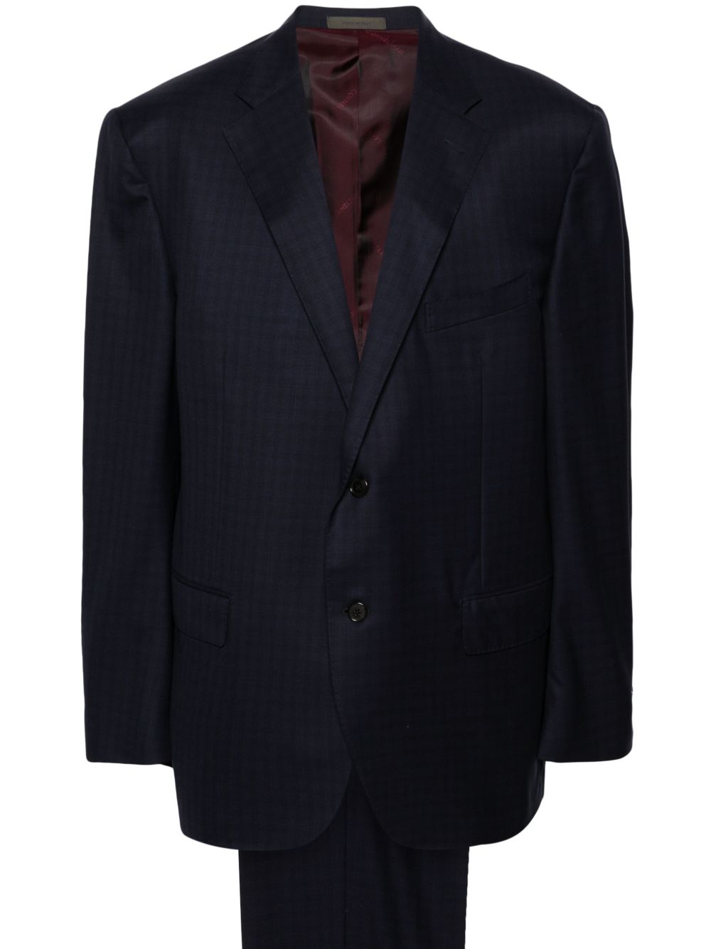 Corneliani 格纹羊毛西装套装 - 蓝色