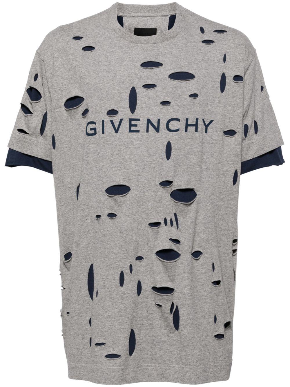 Givenchy 仿旧分层式T恤 - 灰色