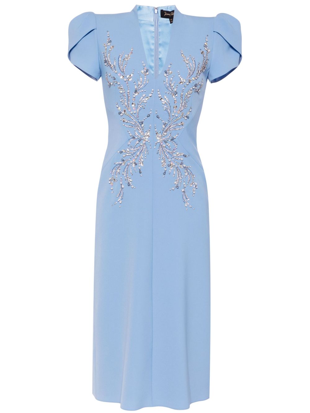 Jenny Packham Firefly 晶饰中长连衣裙 - 蓝色