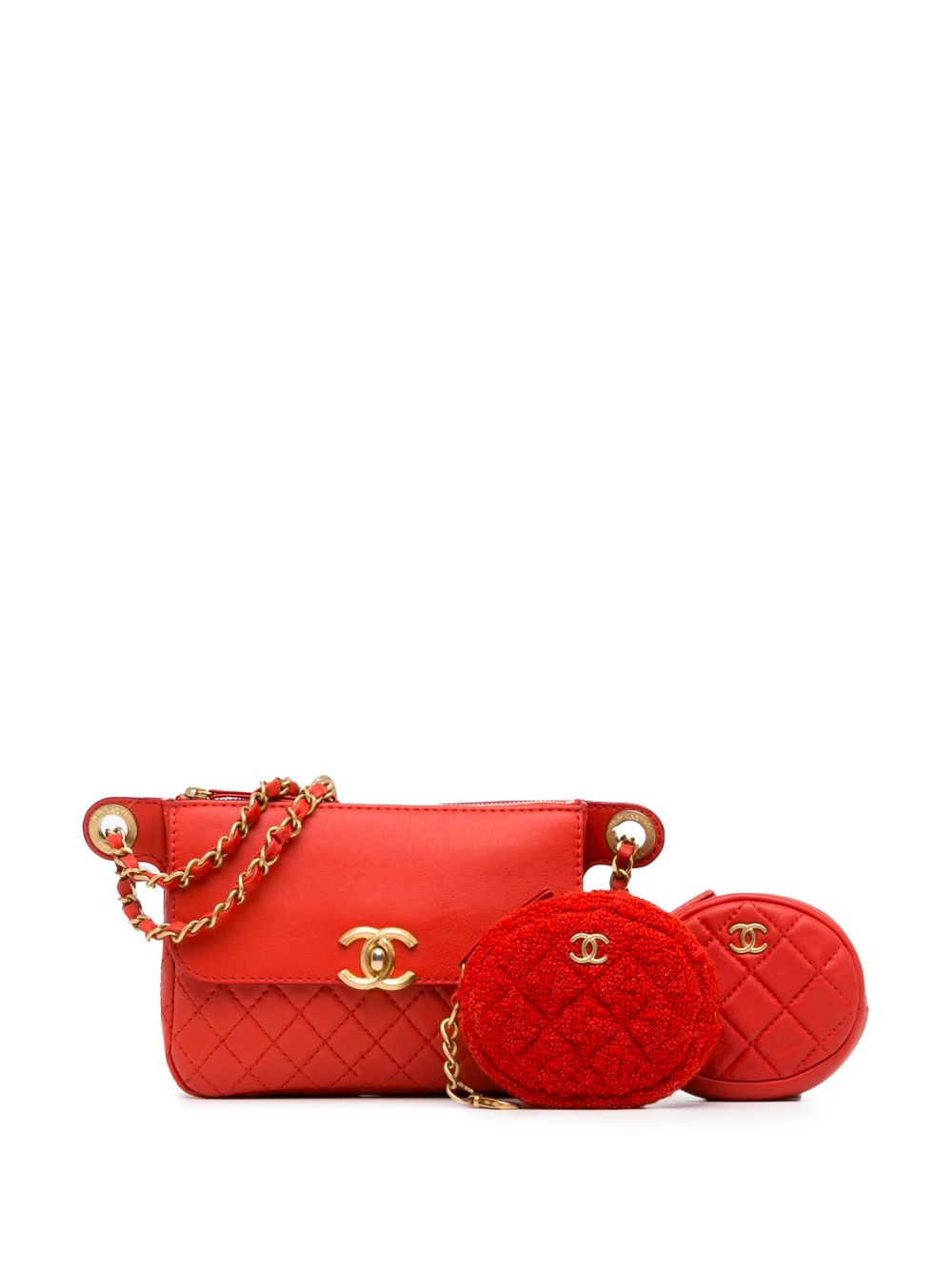 CHANEL Pre-Owned CC Quilted Calfskin Flap and Coin Purse 腰包（2019年典藏款） - 红色