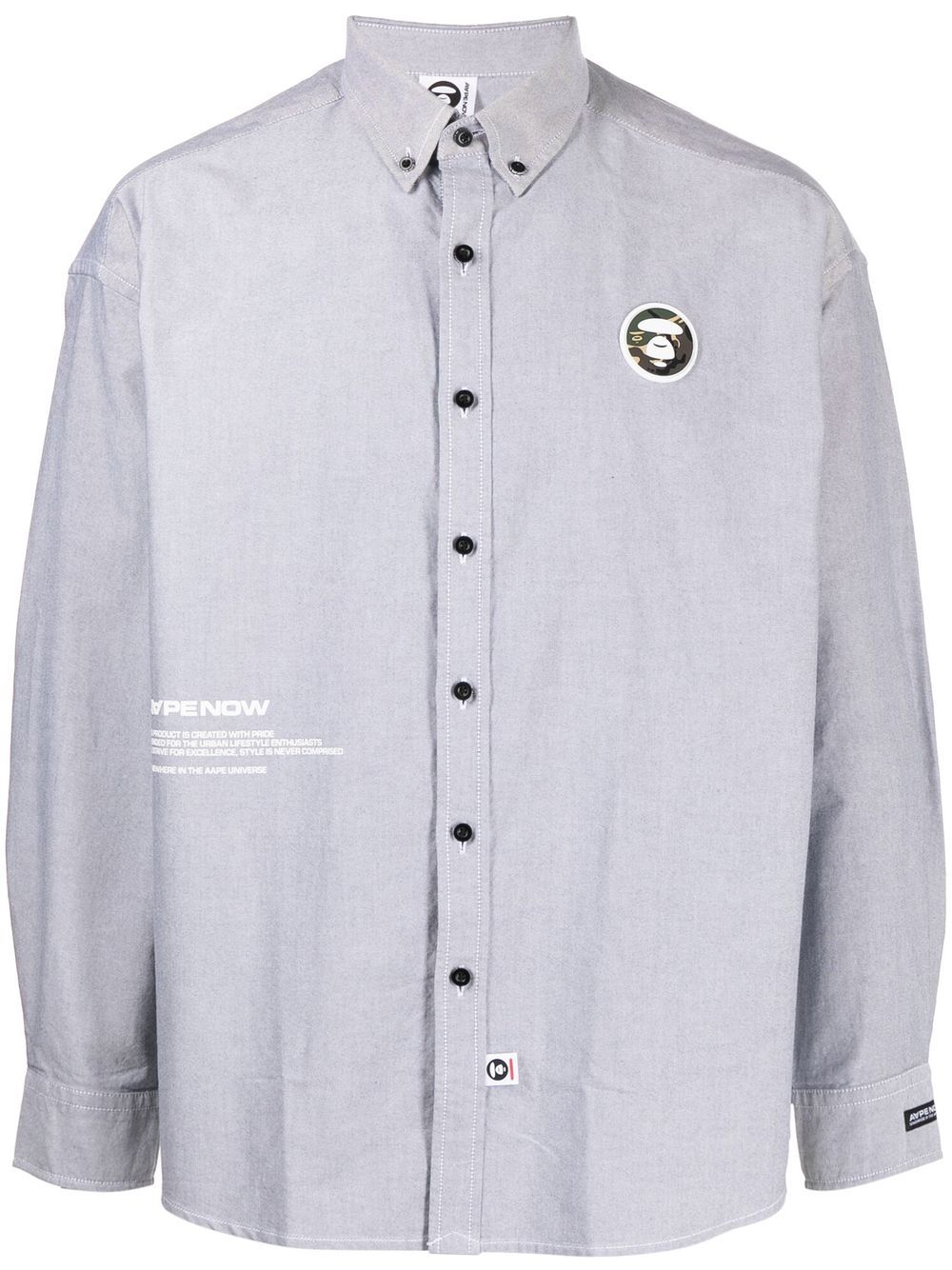 AAPE BY *A BATHING APE® 标贴排扣衬衫 - 灰色