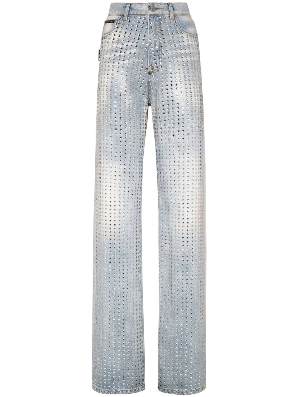 Philipp Plein 晶饰细条纹牛仔裤 - 蓝色