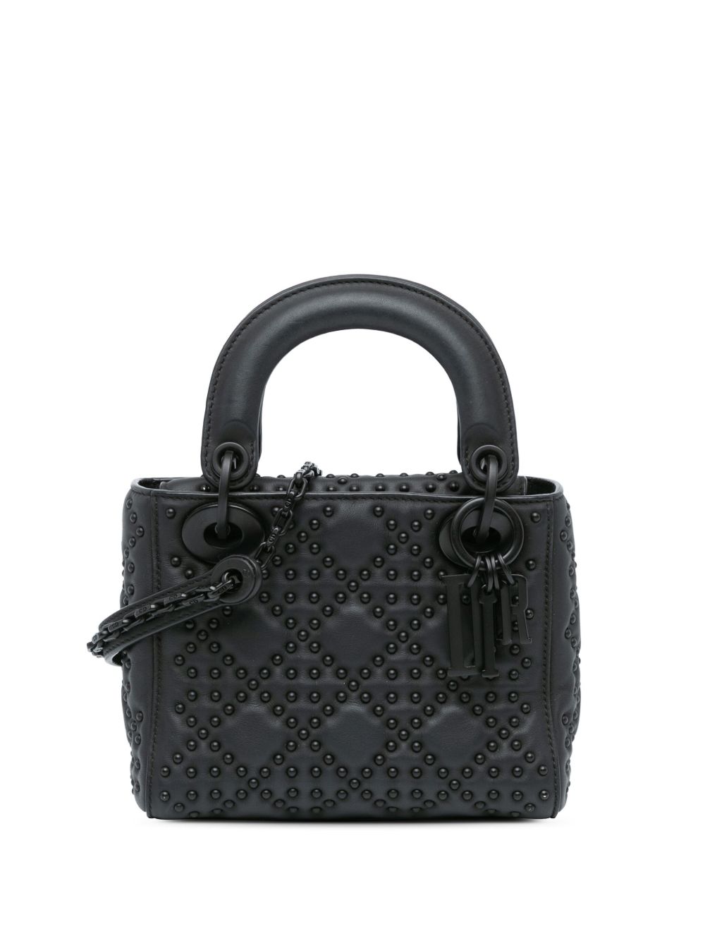 Christian Dior Pre-Owned Ultra Matte Cannage Supple Lady Dior 迷你小牛皮铆钉斜挎包（2018年典藏款） - 黑色