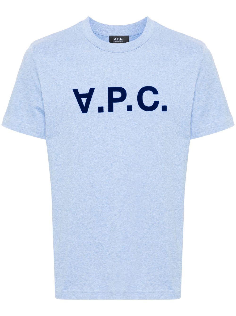 A.P.C. 植绒logo棉T恤 - 蓝色