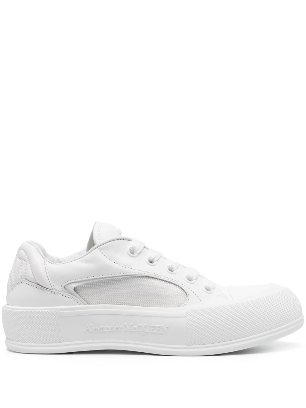 Alexander McQueen logo压纹皮质运动鞋 - 白色