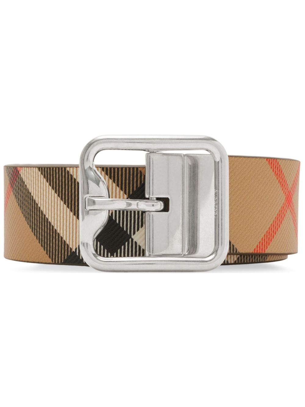 Burberry Check B 双面扣环腰带 - 褐色