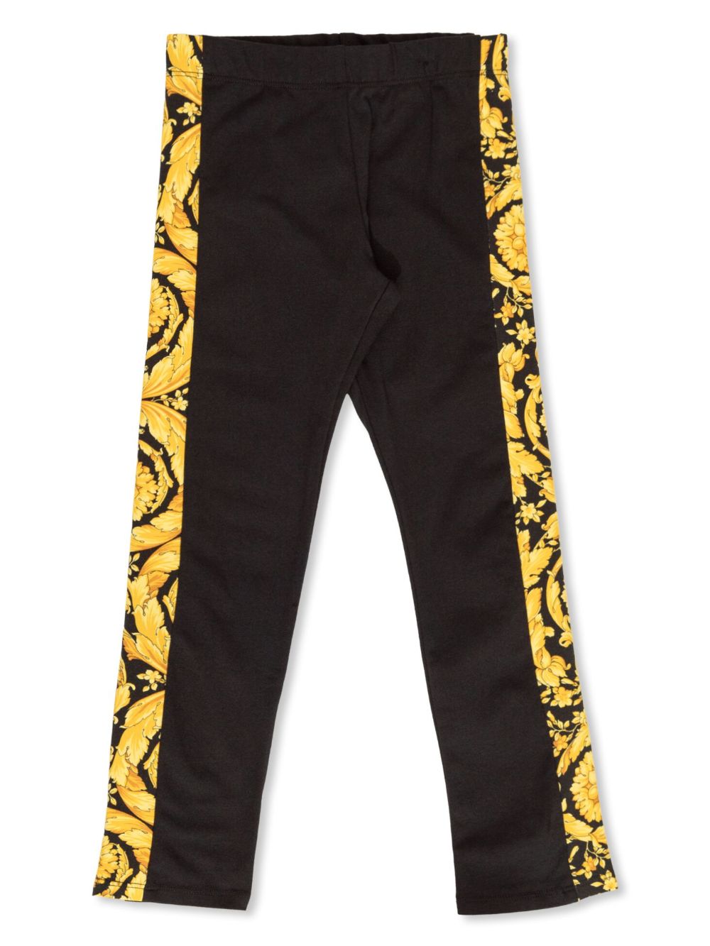 Versace Kids 巴洛克印花棉质打底裤 - 黑色
