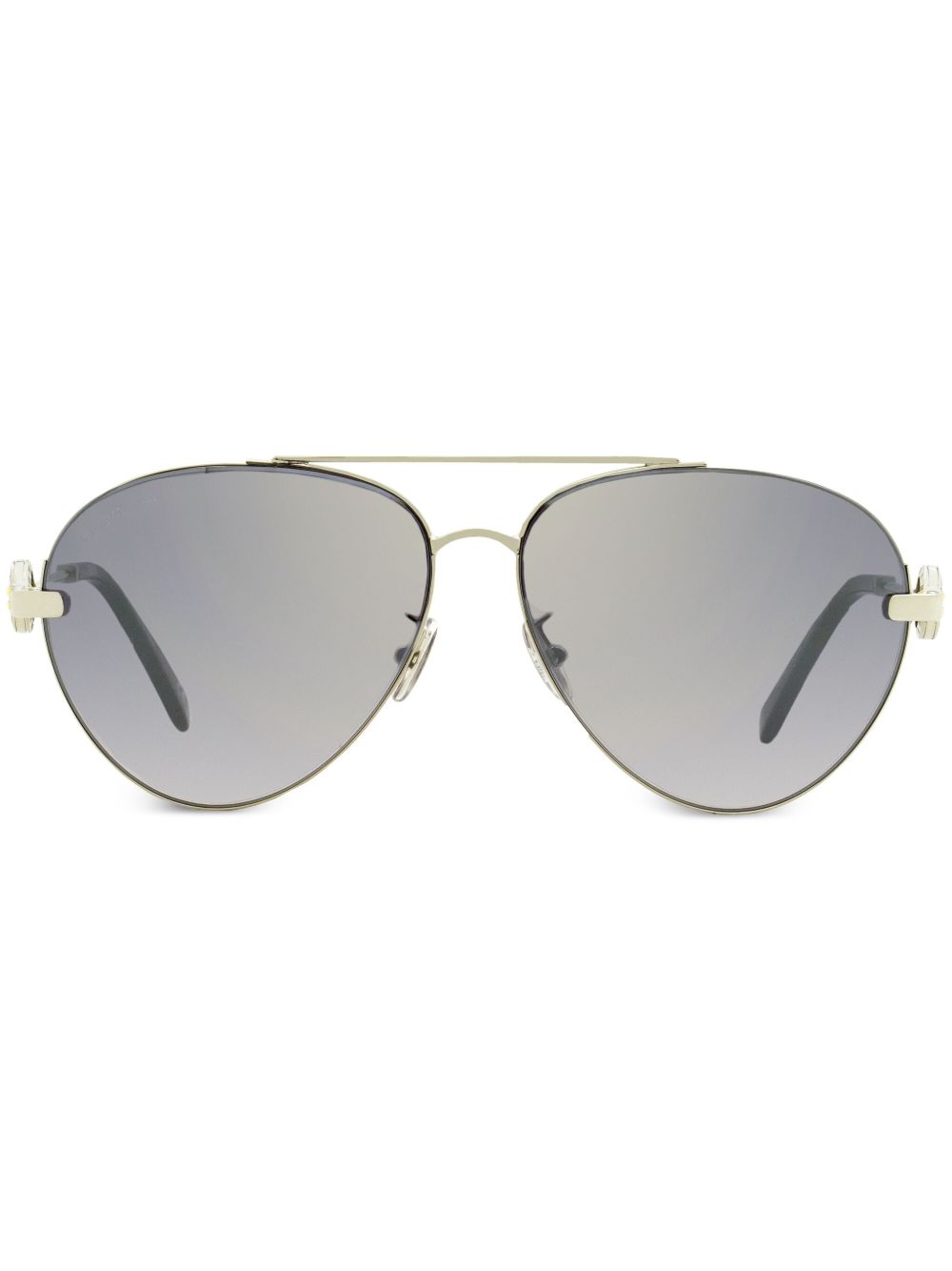 OMEGA EYEWEAR 雕塑感镜脚飞行员镜框太阳眼镜 - 银色