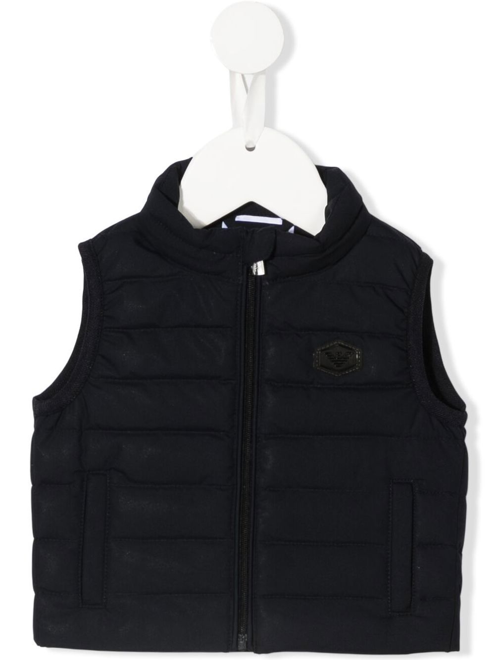 Emporio Armani Kids 标贴填充马甲 - 蓝色