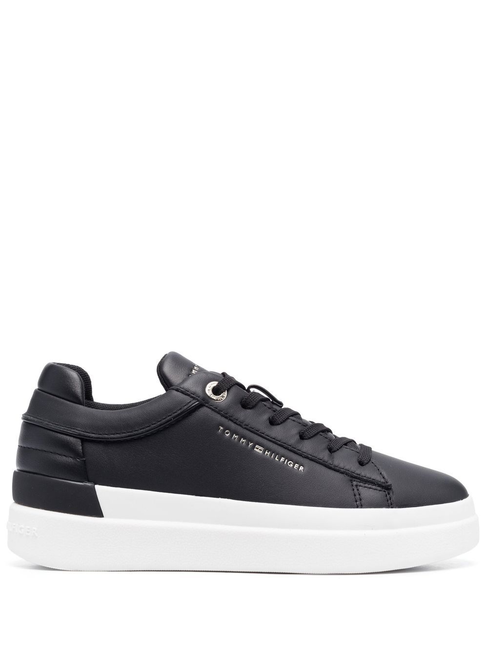 Tommy Hilfiger logo印花系带运动鞋 - 黑色