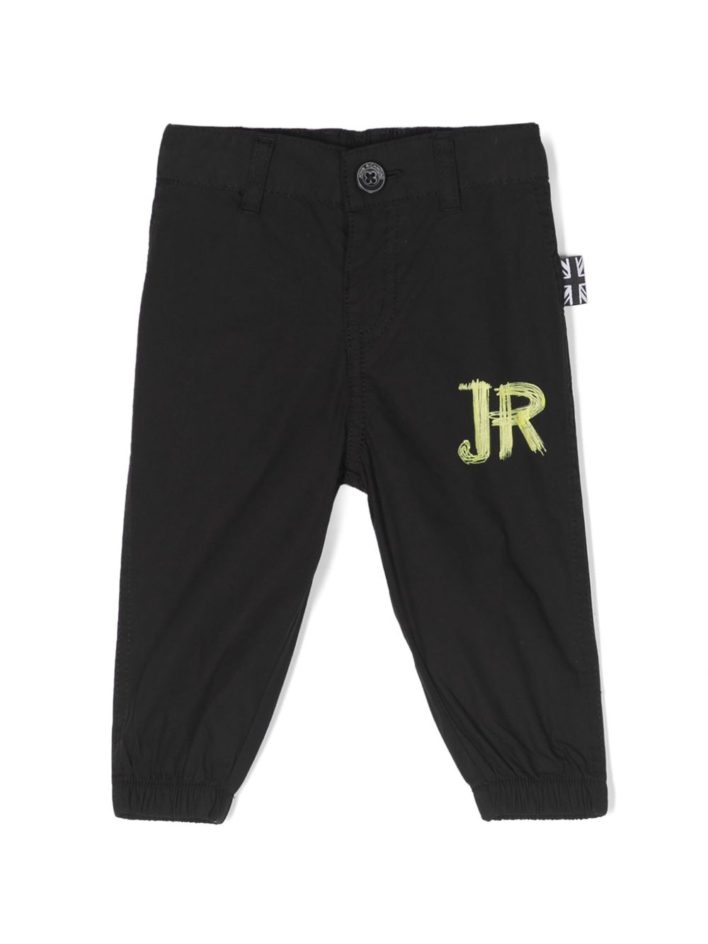 John Richmond Junior logo印花棉长裤 - 黑色