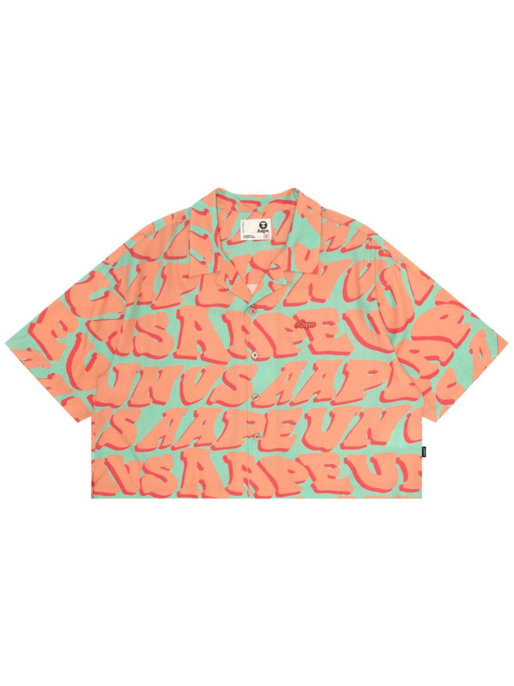 AAPE BY *A BATHING APE® logo印花排扣衬衫 - 橘色
