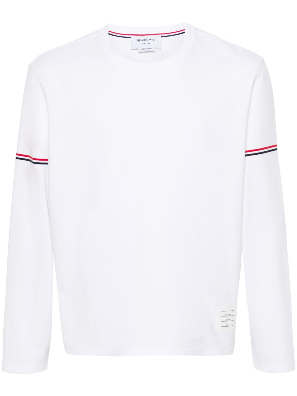 Thom Browne 红白蓝条纹棉T恤 - 白色