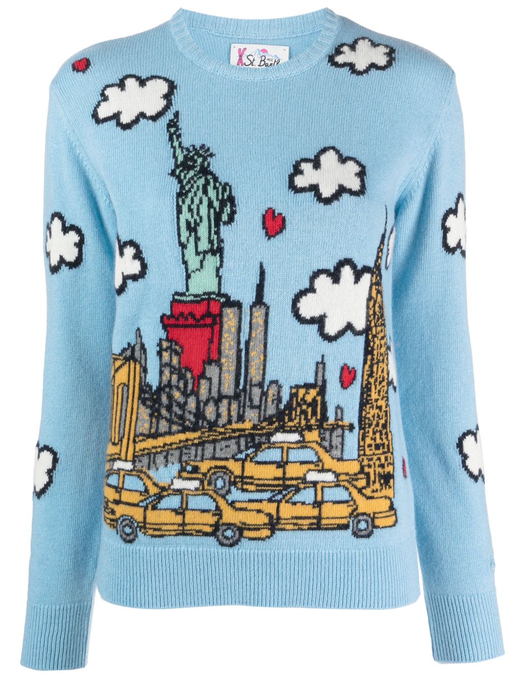 MC2 Saint Barth New York Postcar 圆领毛衣 - 蓝色