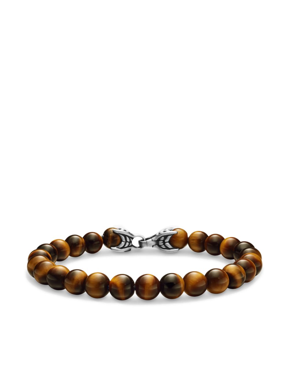 David Yurman 纯银 Spiritual Beads 虎眼石手链 - 褐色