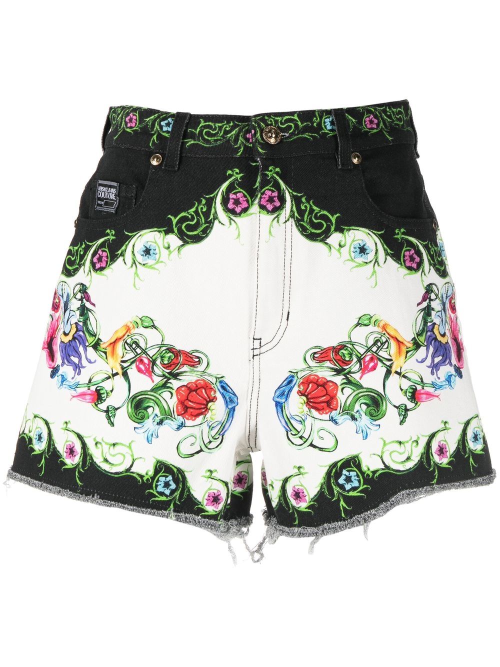 Versace Jeans Couture 巴洛克印花短裤 - 白色