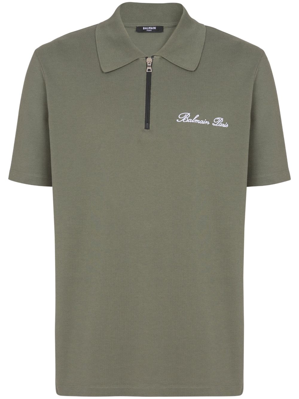 Balmain logo刺绣polo衫 - 绿色