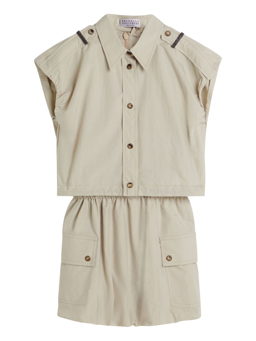Brunello Cucinelli Kids 分层式棉连衣裙 - 中性色