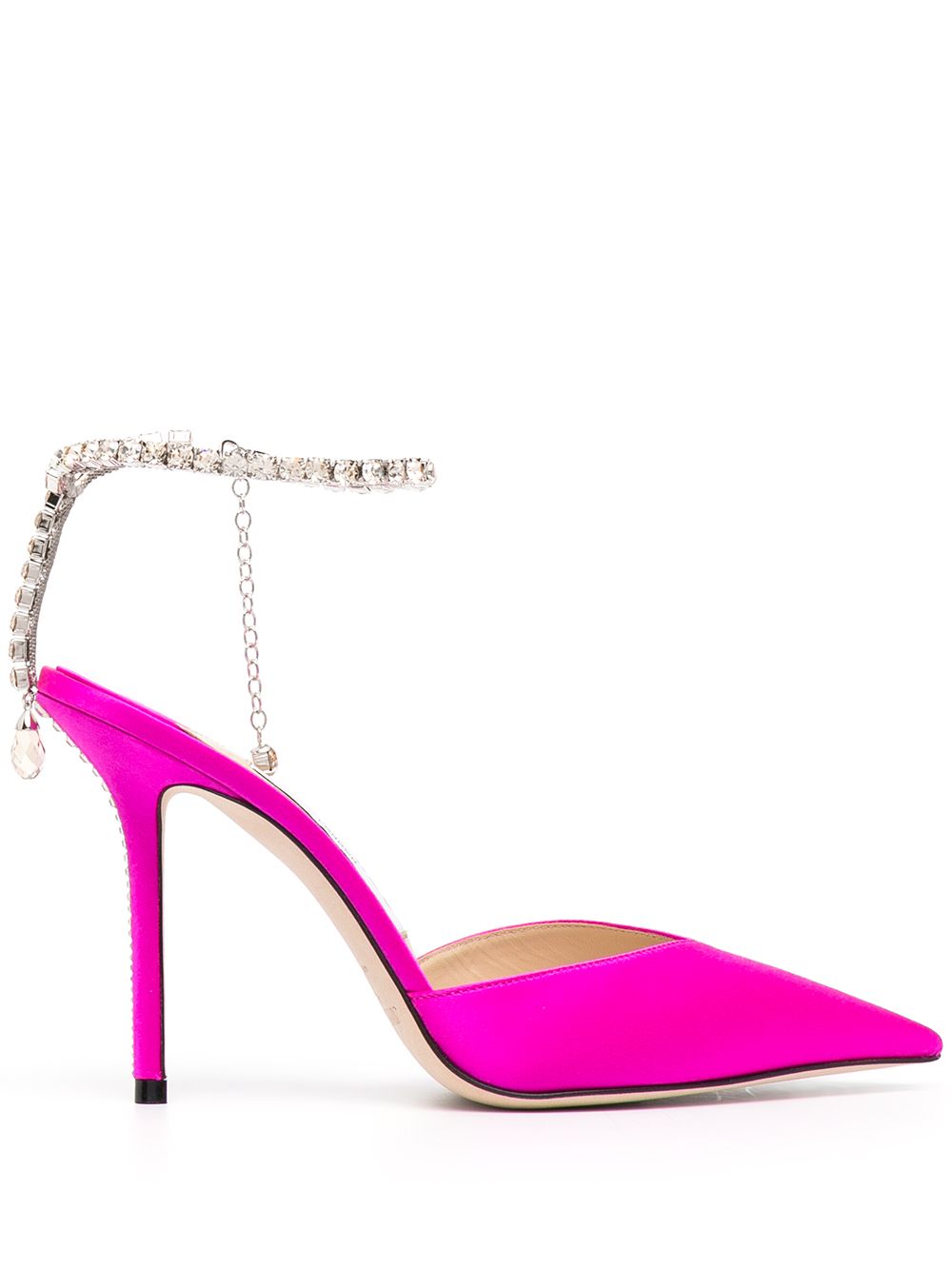 Jimmy Choo Saeda 缎面高跟鞋 - 粉色