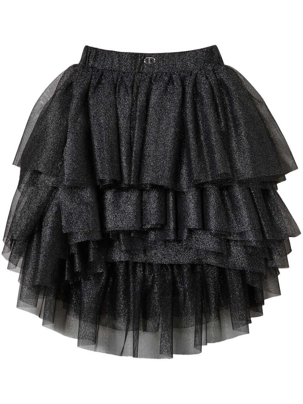 TWINSET Kids 金银丝薄纱半身裙 - 黑色
