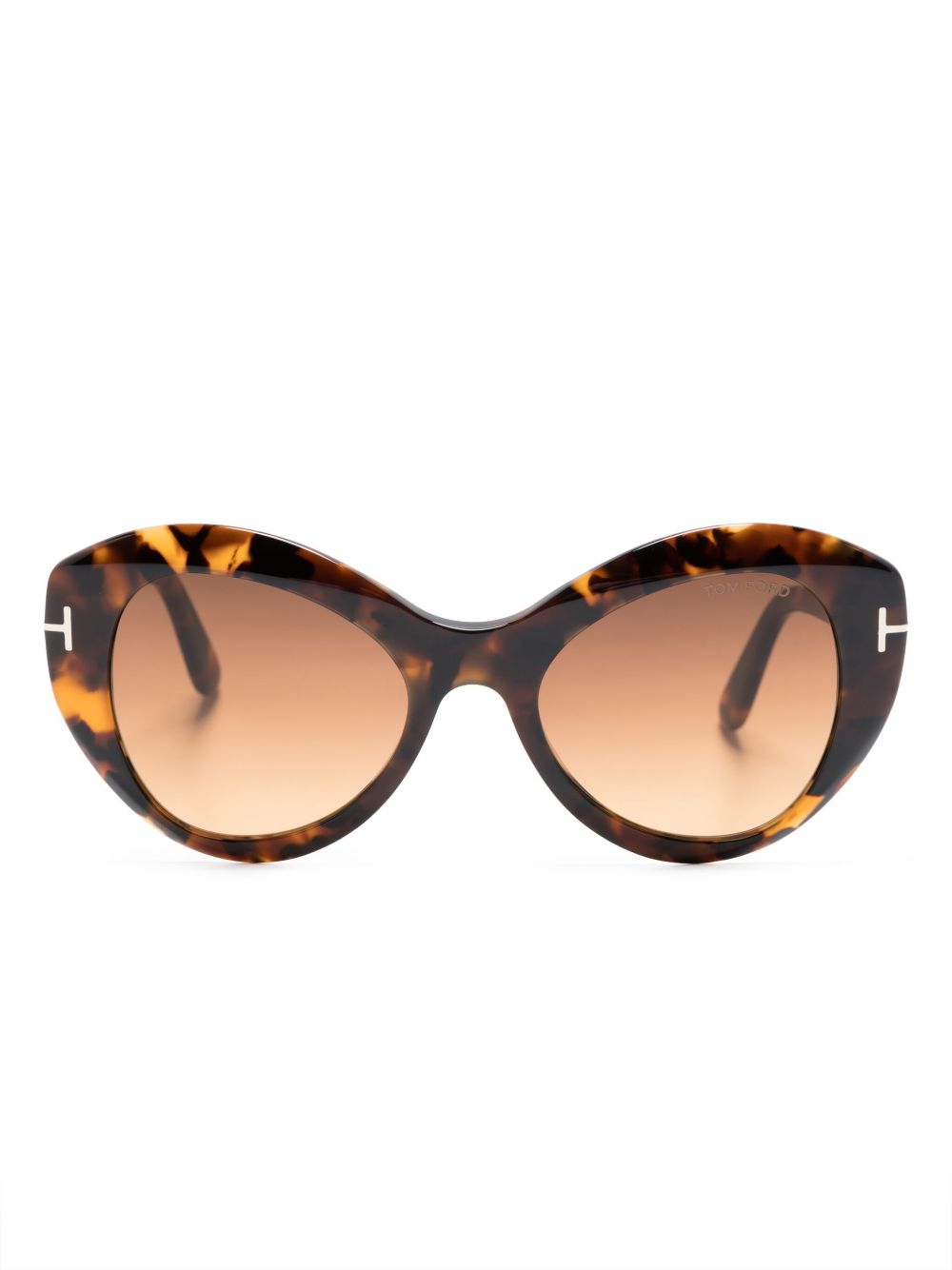 TOM FORD Eyewear 玳瑁纹超大框太阳眼镜 - 褐色