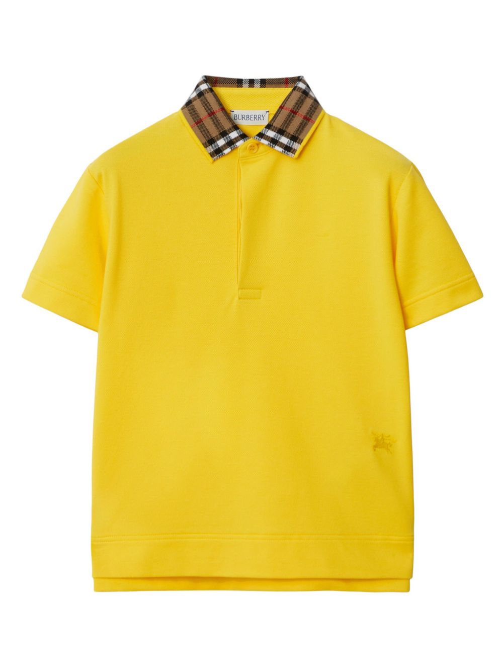 Burberry Kids 格纹领棉polo衫 - 黄色