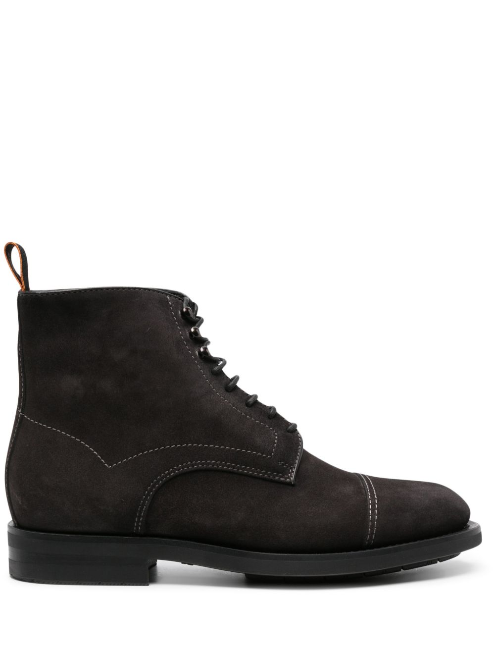 Santoni 系带绒面皮靴 - 灰色