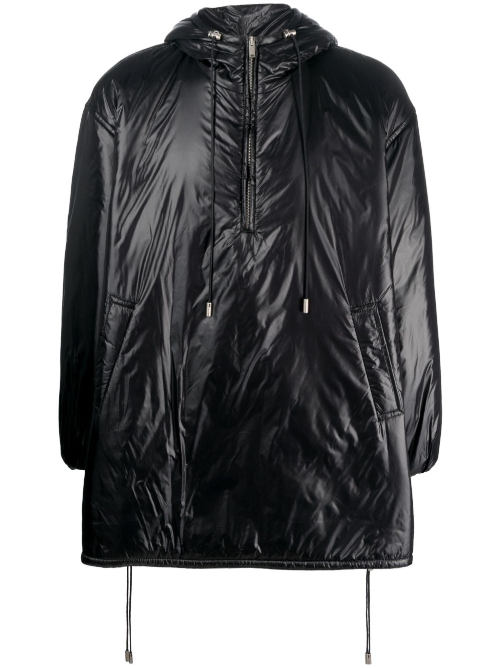 Saint Laurent Cassandre logo压纹连帽雨衣 - 黑色