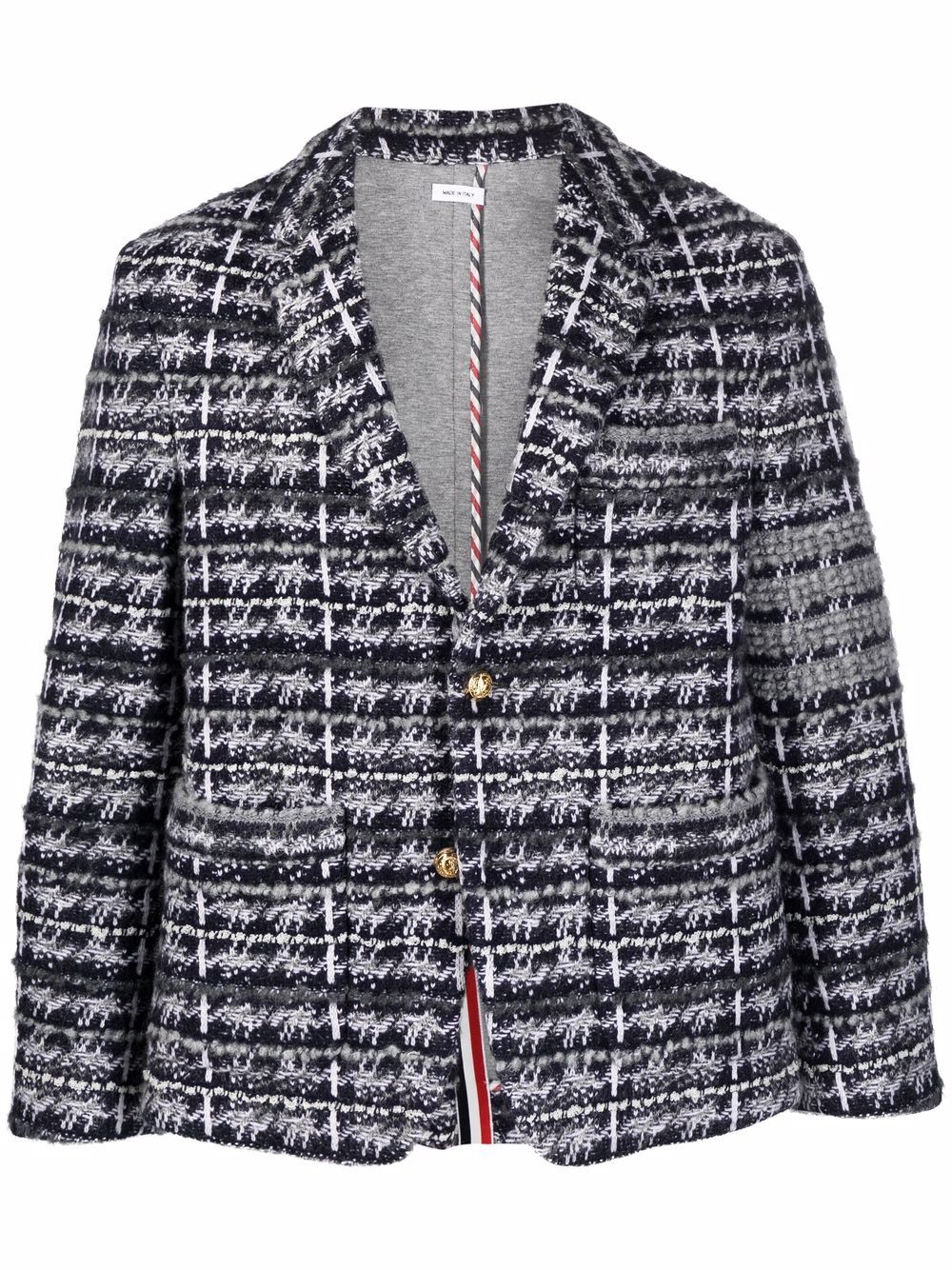 Thom Browne 粗花呢单排扣西装夹克 - 灰色