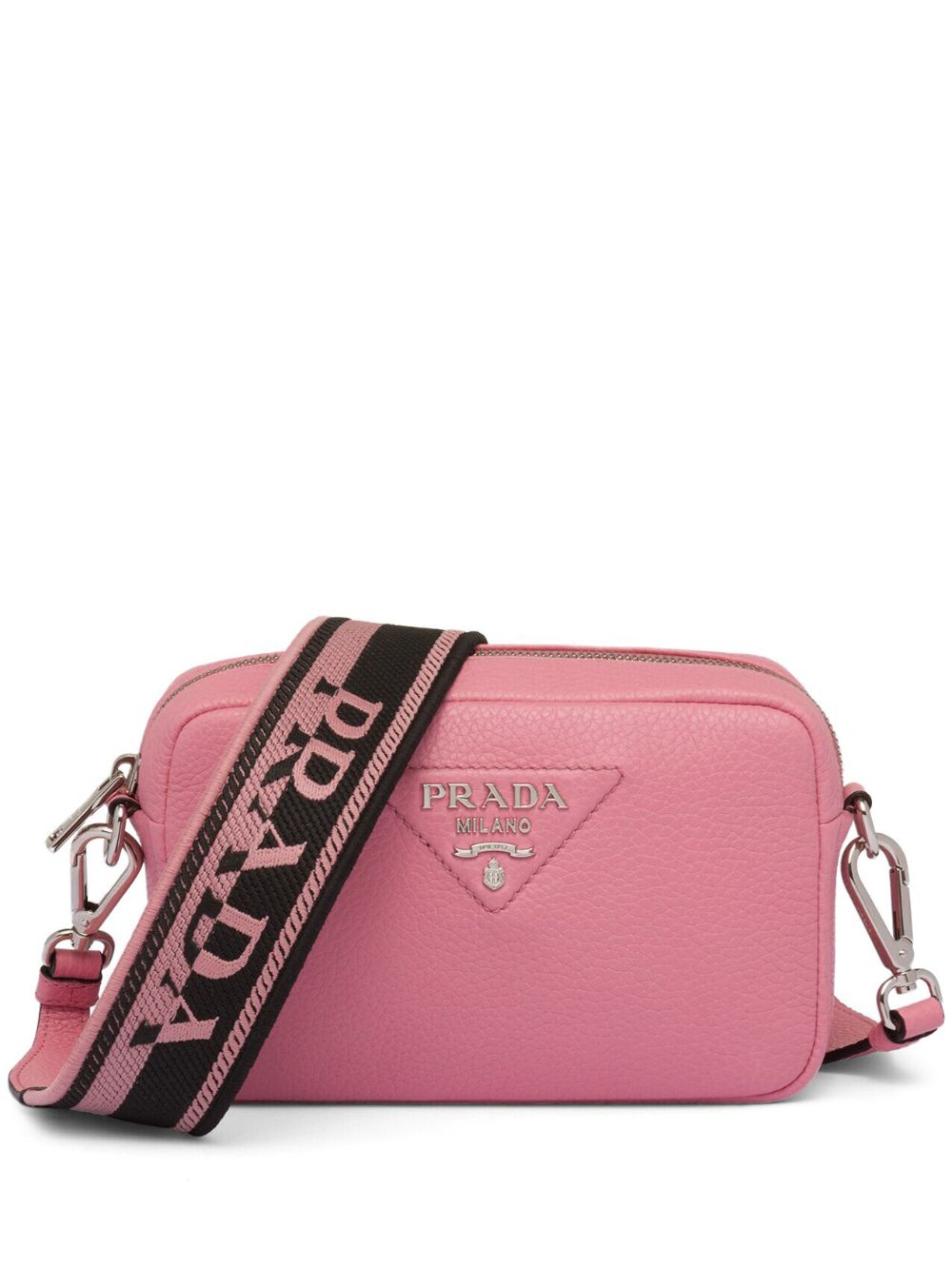 Prada logo标牌斜挎包 - 粉色
