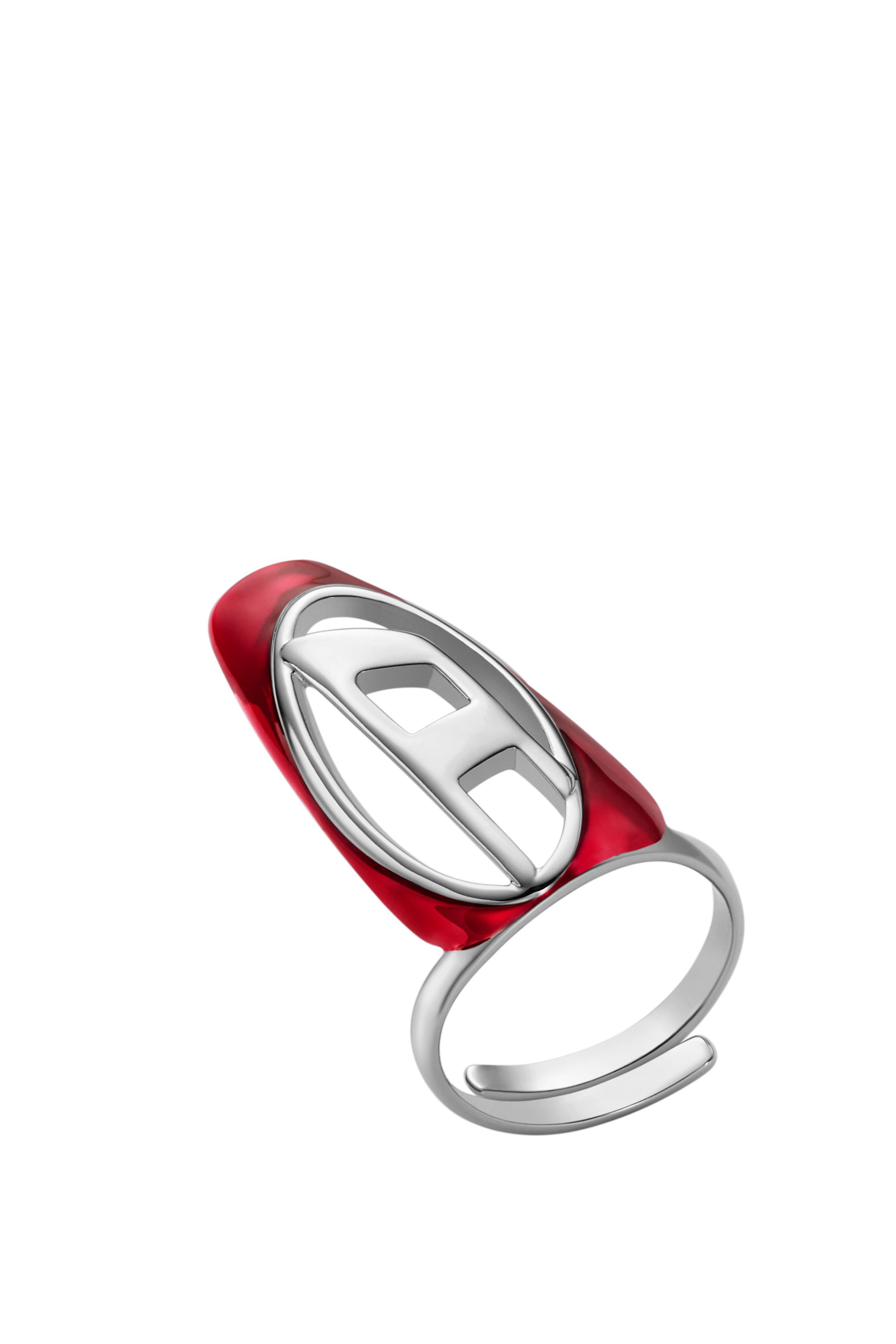 Diesel - Silver-tone brass nail ring - Rings - Unisex - Red