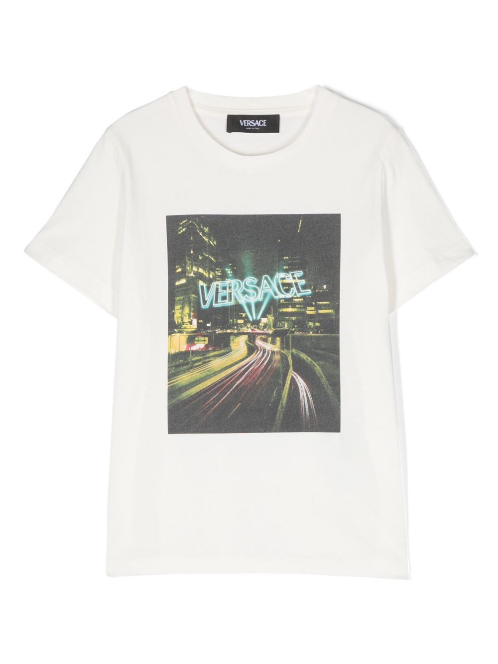 Versace Kids logo印花棉T恤 - 白色