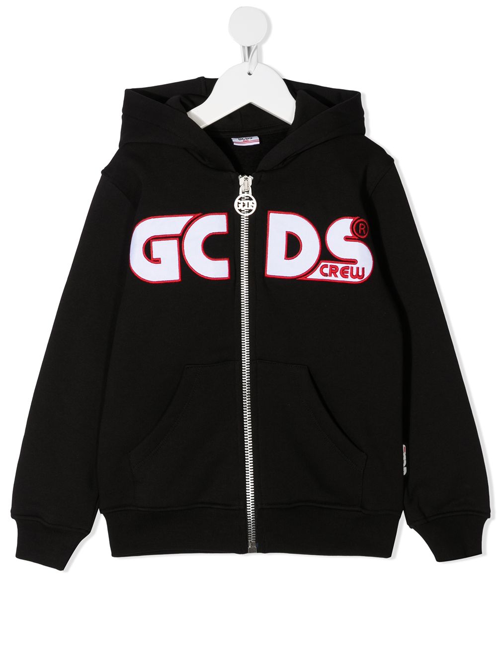 Gcds Kids logo拉链连帽衫 - 黑色
