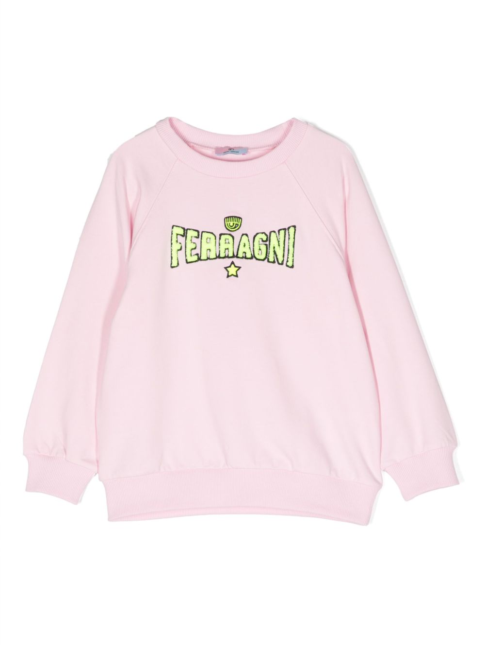 Chiara Ferragni Kids logo刺绣弹性棉卫衣 - 粉色