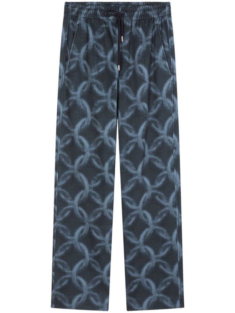 DRIES VAN NOTEN 印花棉运动裤 - 蓝色
