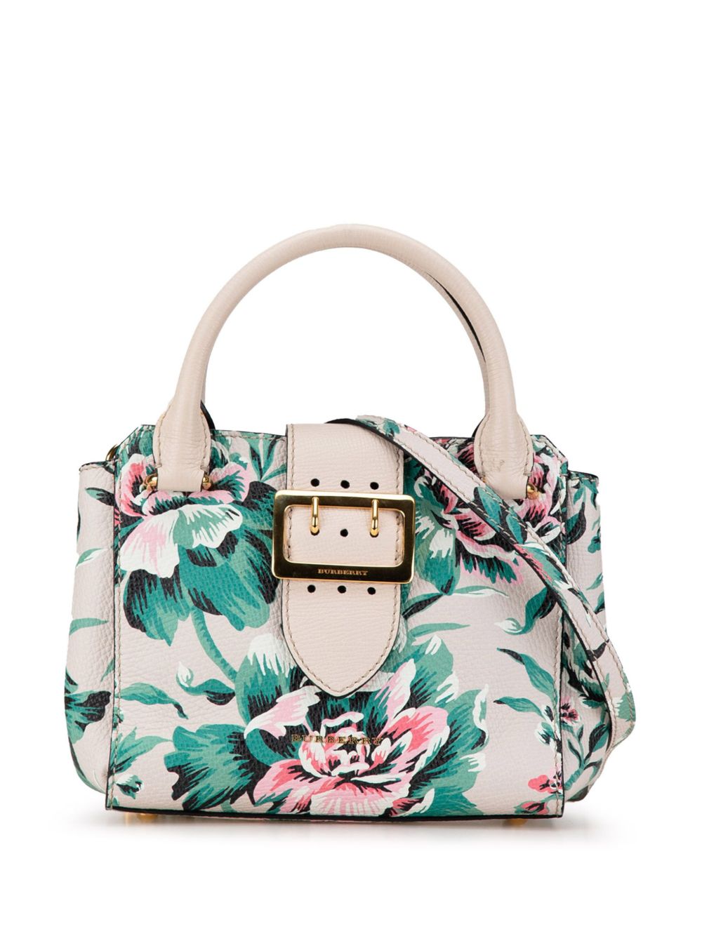Burberry Pre-Owned Floral 小号皮质扣环斜挎包（2000-2017年典藏款） - 褐色