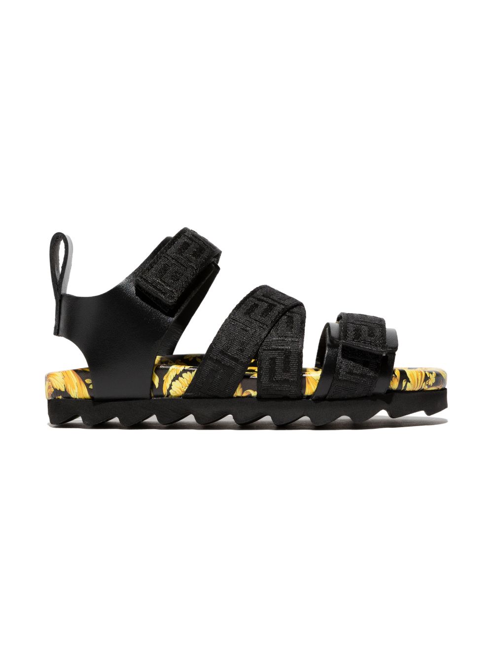 Versace Kids 范思哲 Barocco 印花凉鞋 - 黑色