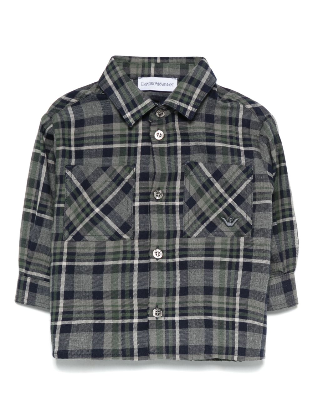 Emporio Armani Kids 格纹衬衫 - 灰色