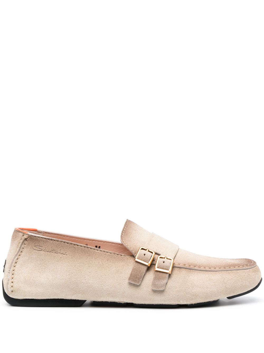 Santoni 压纹logo绒面皮孟克鞋 - 中性色