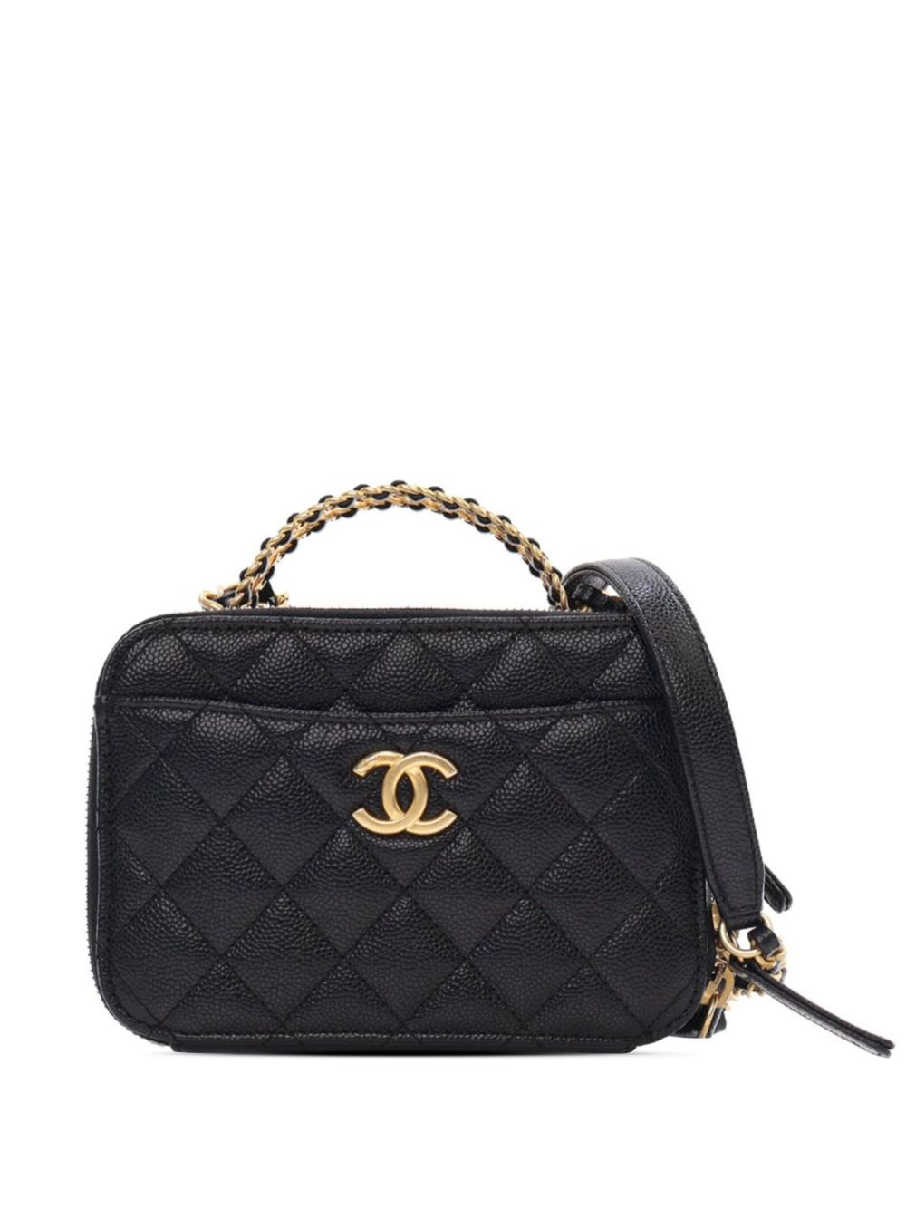 CHANEL Pre-Owned Quilted Caviar Pick Me Up Case 迷你化妆包（2021-2023年典藏款） - 黑色
