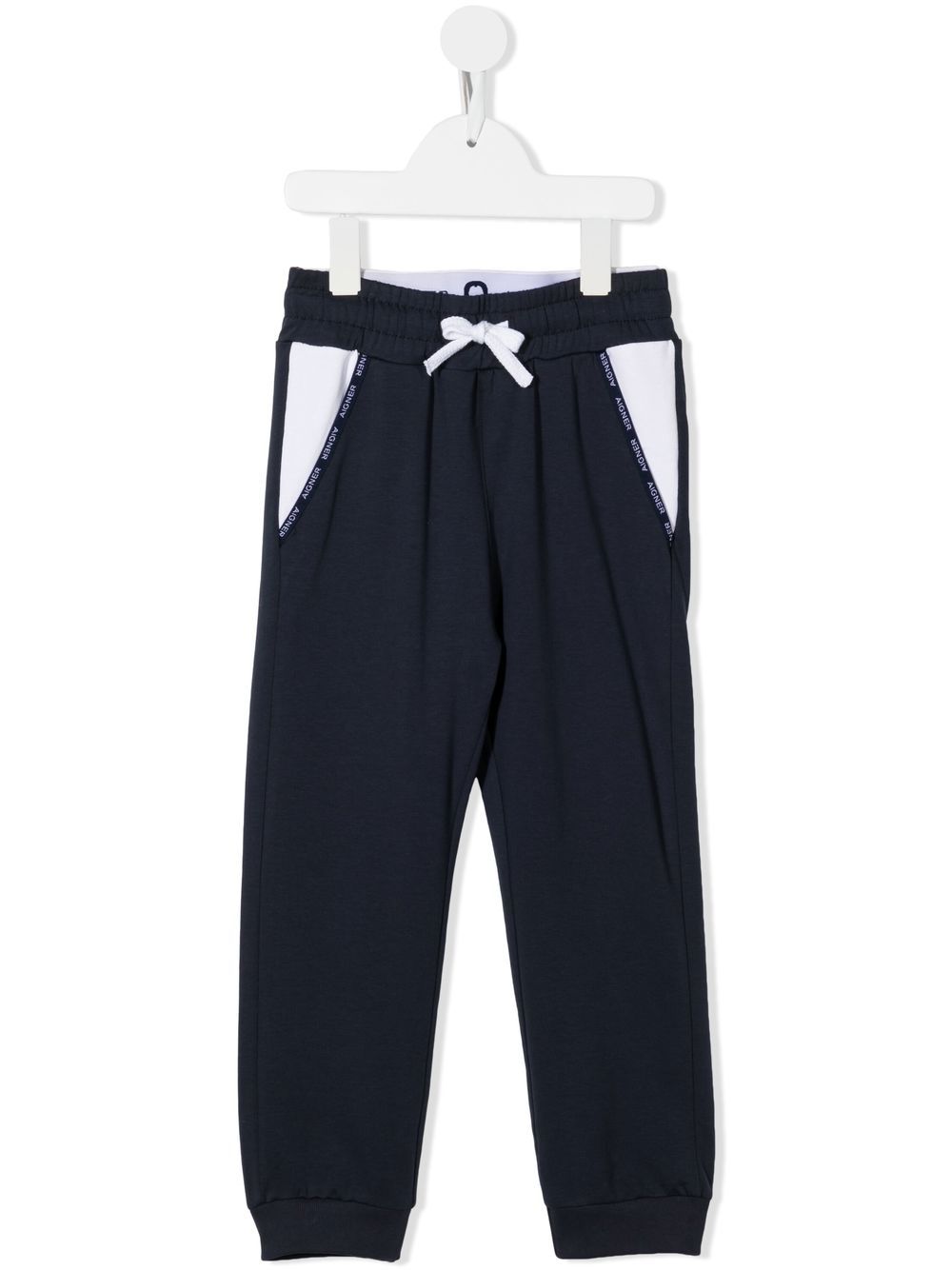 Aigner Kids logo织带运动裤 - 蓝色