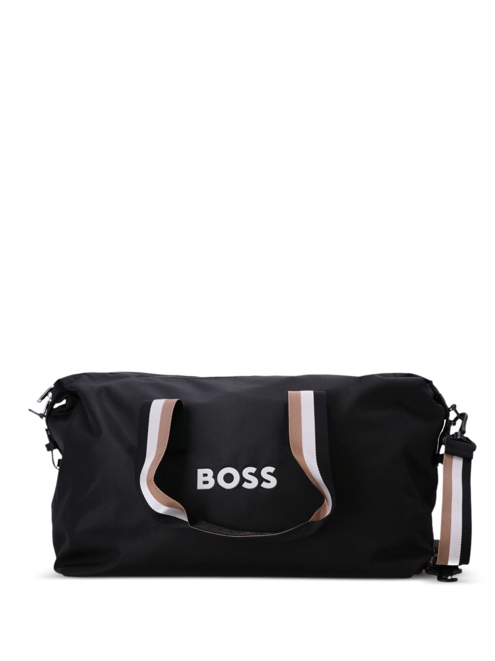 BOSS logo橡胶手提旅行袋 - 黑色