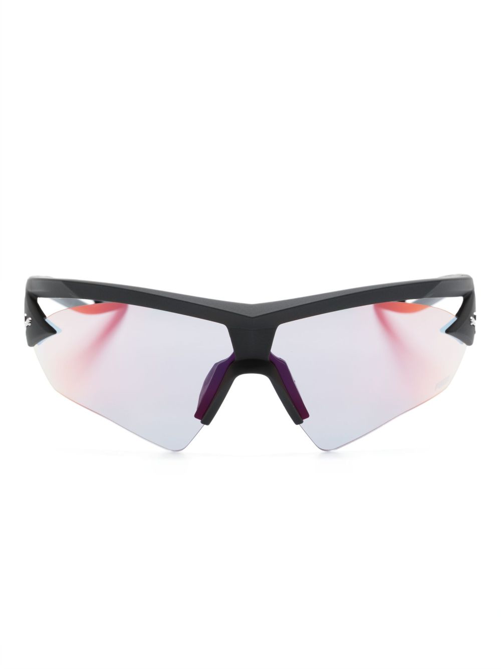 PUMA EYEWEAR logo标牌超大框太阳眼镜 - 黑色