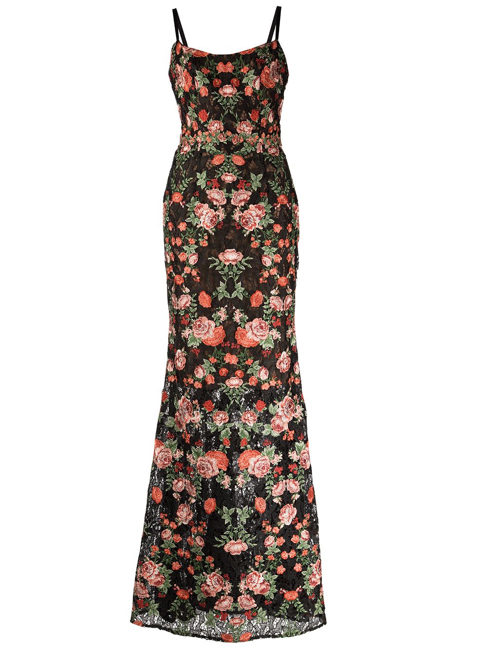 Marchesa Notte 花卉刺绣礼服 - 黑色