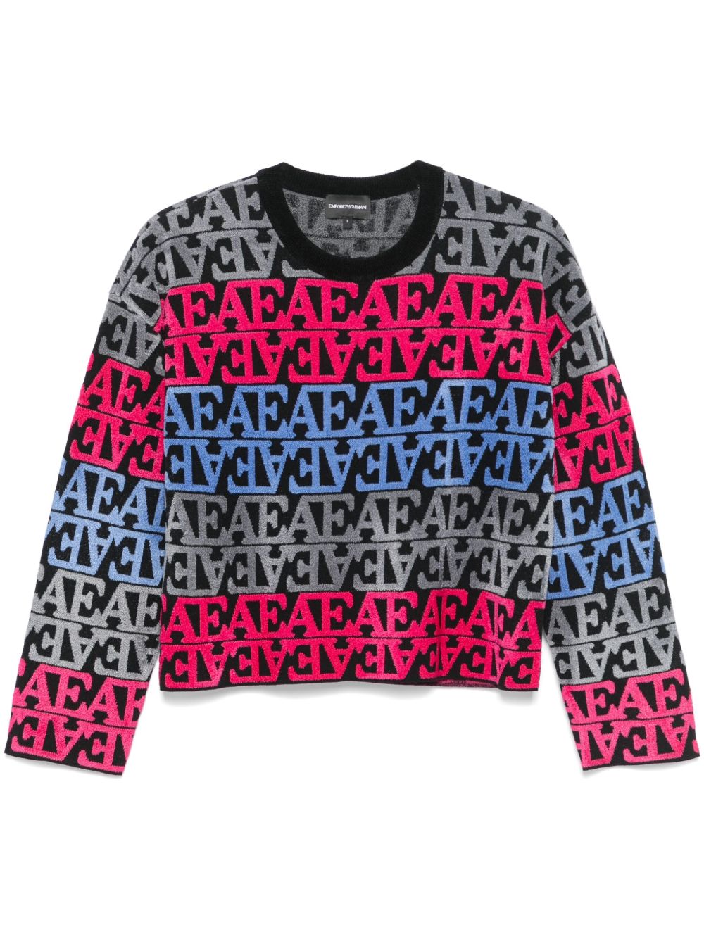 Emporio Armani 植绒logo毛衣 - 黑色