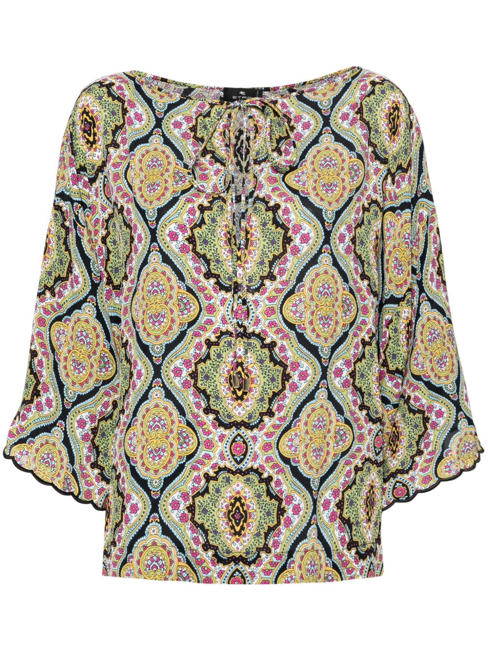 ETRO 佩斯理印花绉纱罩衫 - 黑色