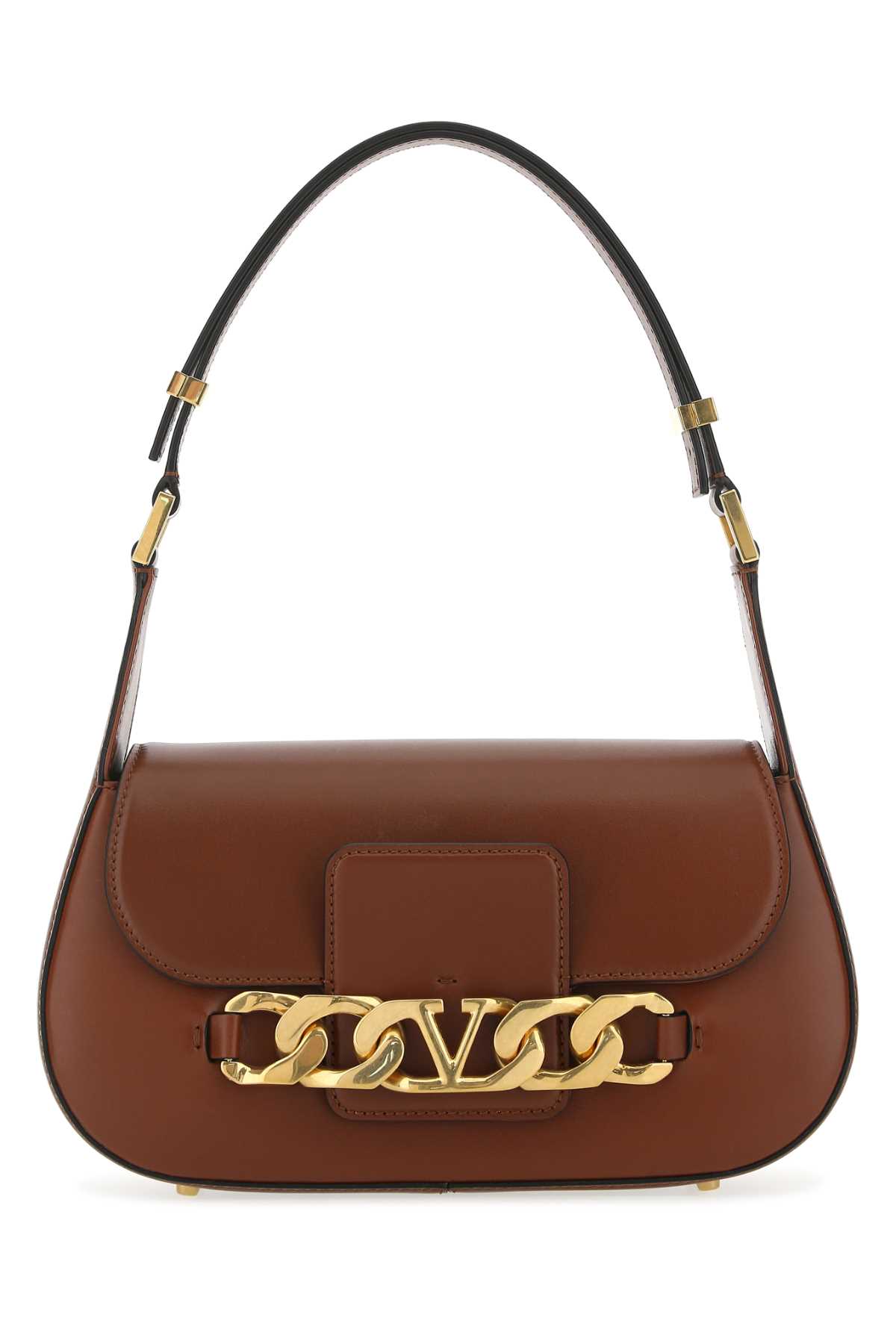 Valentino Garavani 棕色皮革Vlogo链条单肩包